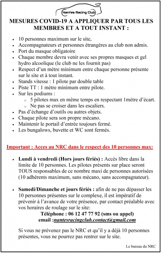 NRC consignes COVID